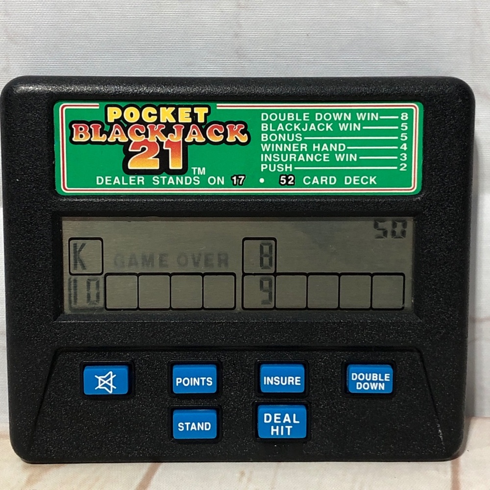 Vtg Blackjack 21 Electronic Handheld Casino Game Radica Model 1450 Tested Works
